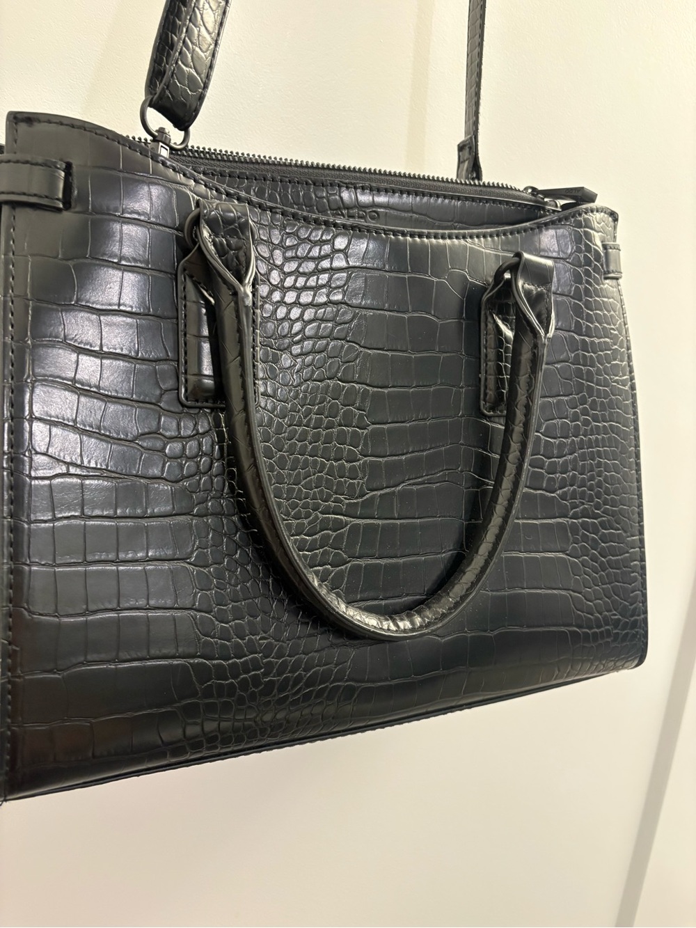 ALDO Black Croc-Embossed Handbag